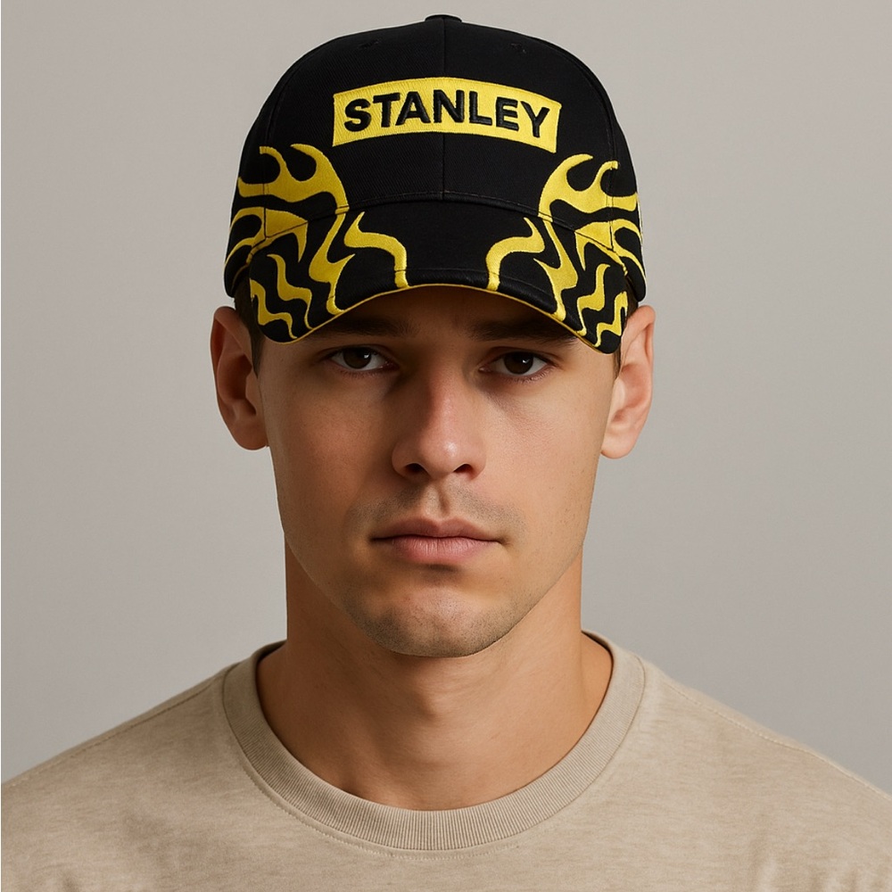 🏁 Stanley Racing Flames Hat – Signed – Vintage NASCAR 🧢🔥